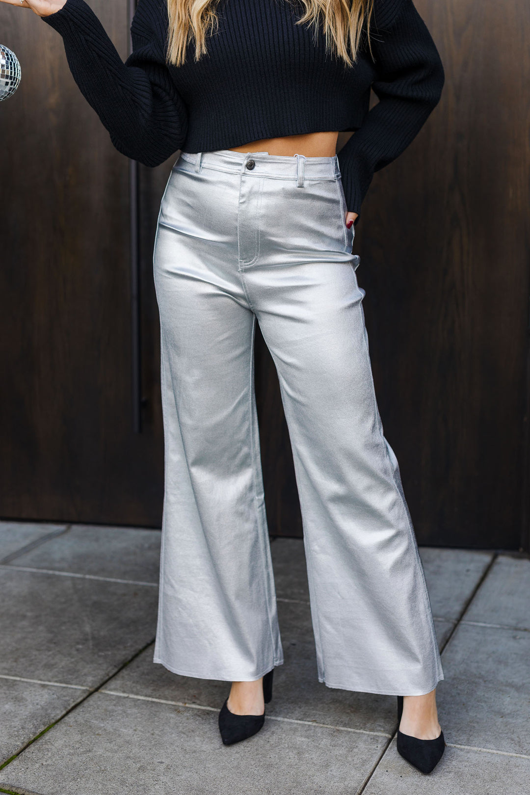 The Eyes On You Metallic Wide Leg Pants