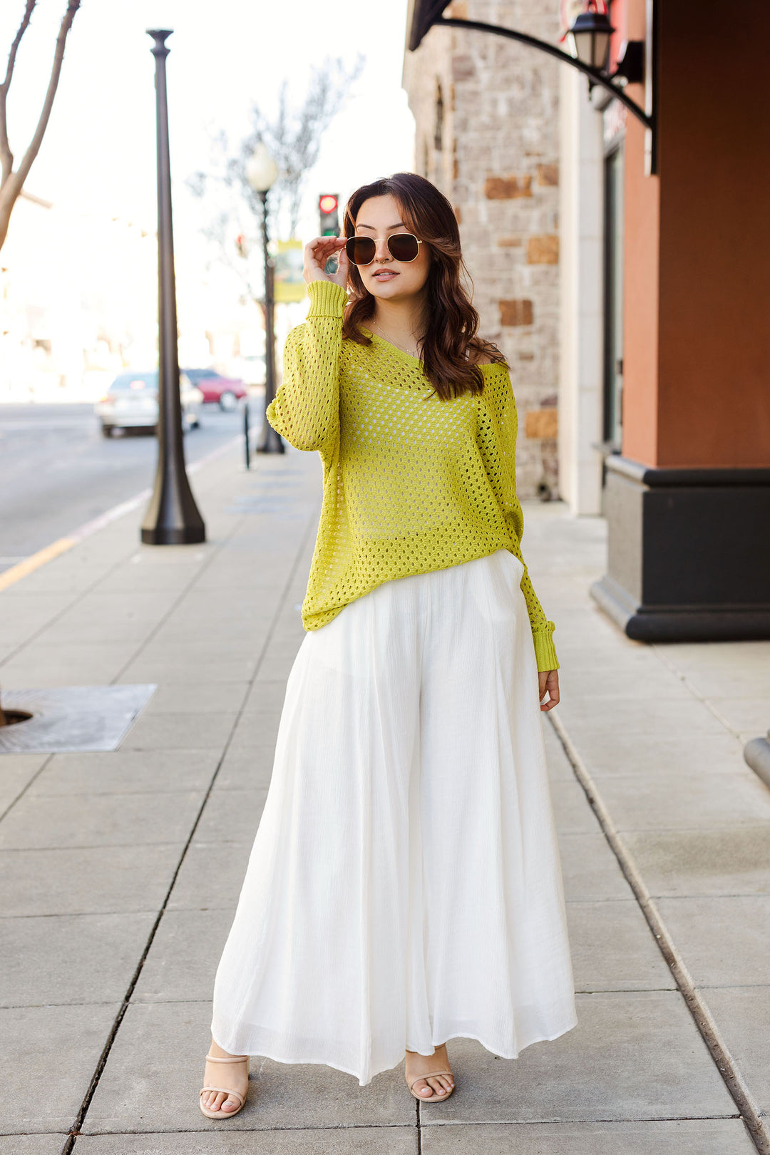 The Lime Light Eyelet Knit Top