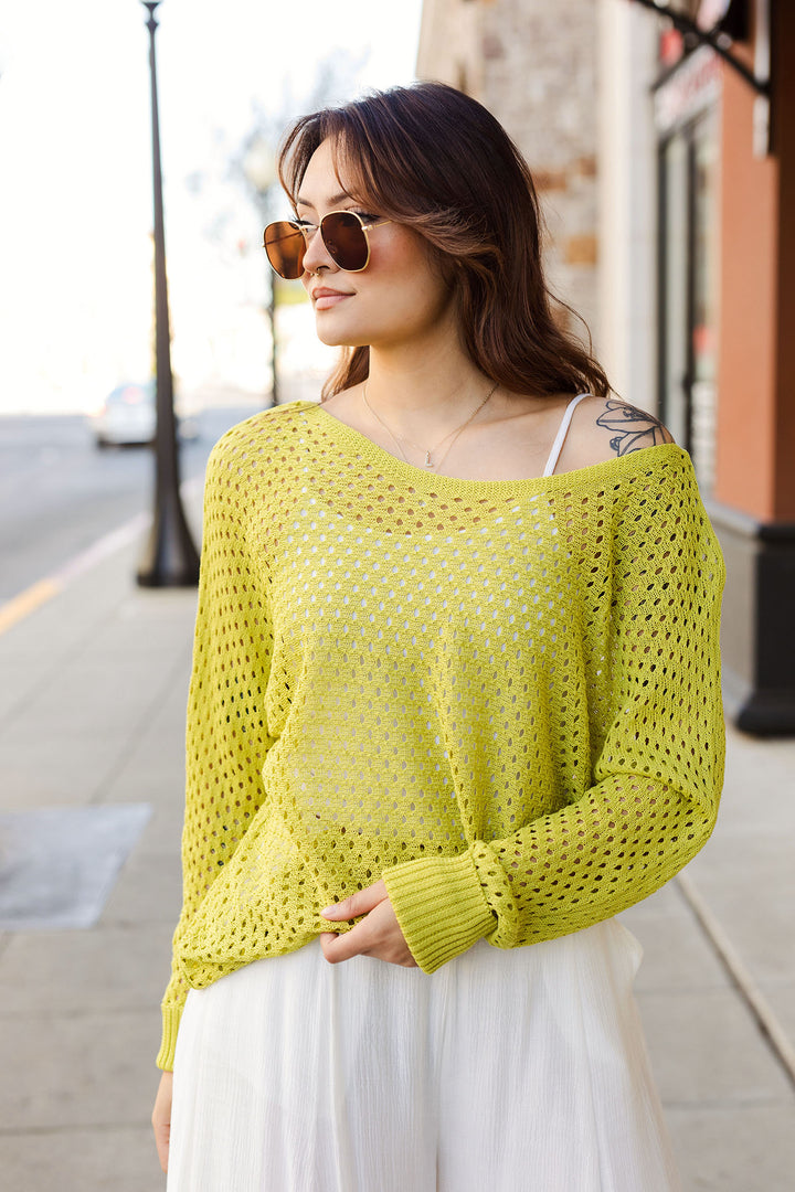 The Lime Light Eyelet Knit Top