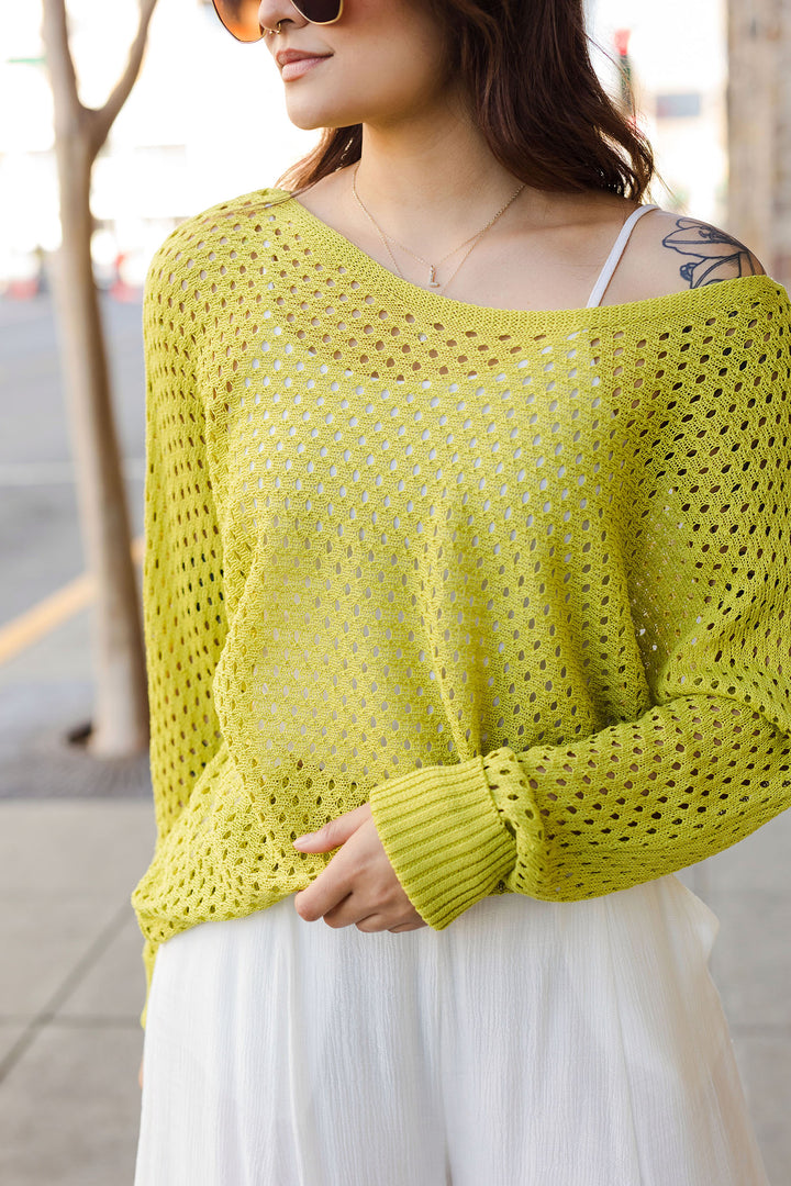 The Lime Light Eyelet Knit Top