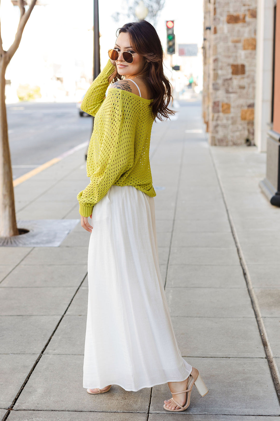 The Lime Light Eyelet Knit Top