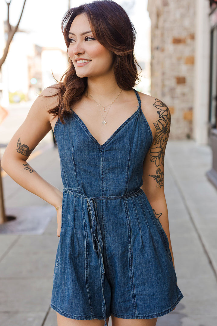 The Summer Days Chambray Denim Romper