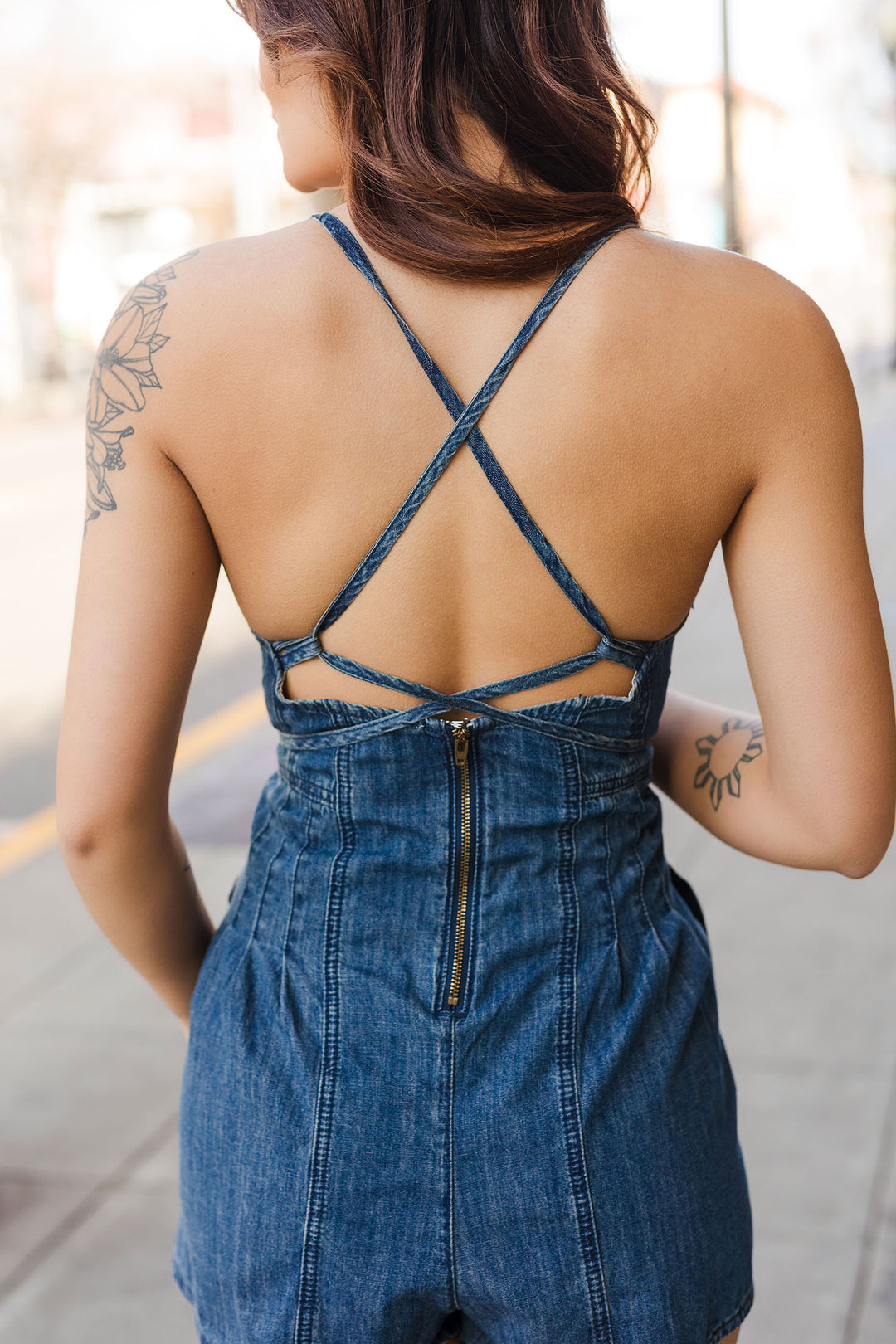 The Summer Days Chambray Denim Romper