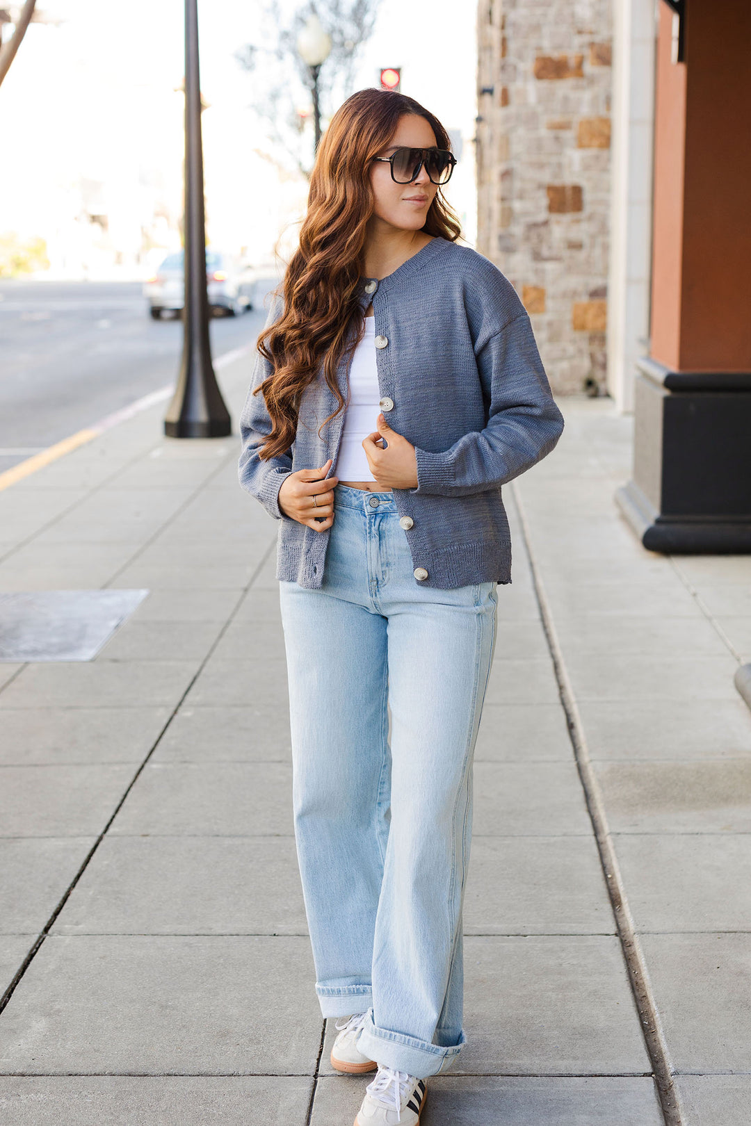 The Fairy Dust Blue Crew Neck Cardigan