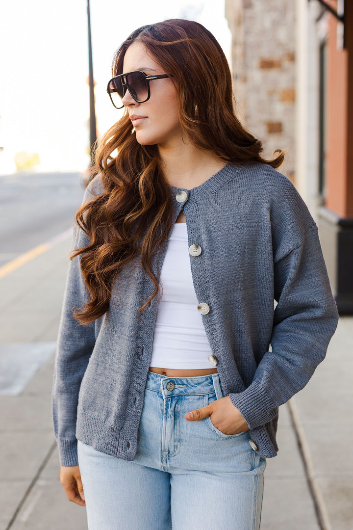 The Fairy Dust Blue Crew Neck Cardigan