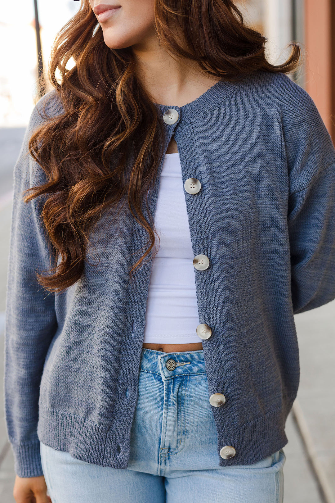 The Fairy Dust Blue Crew Neck Cardigan