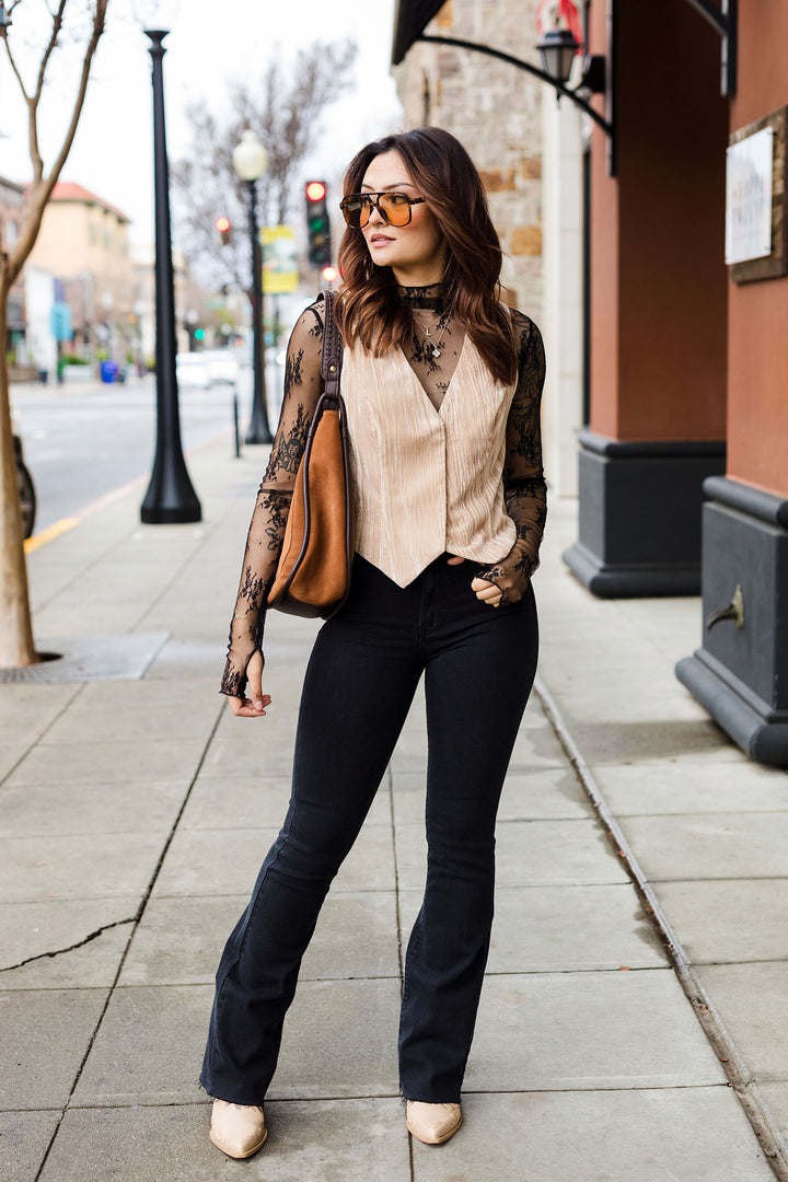 The Popping Champagne Velvet Vest