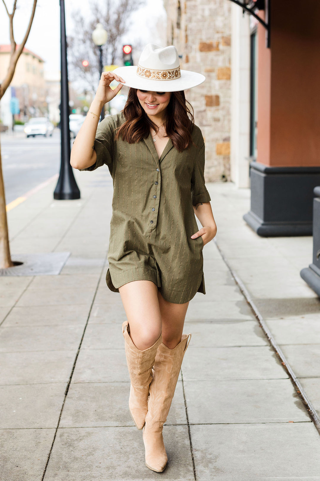 The Branching Out Olive Romper