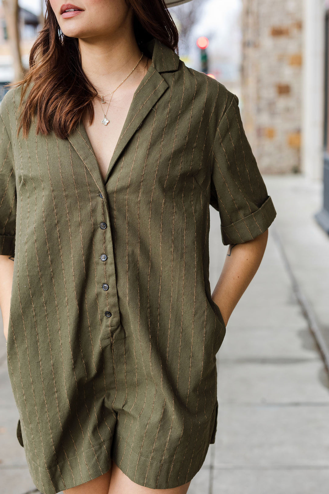 The Branching Out Olive Romper