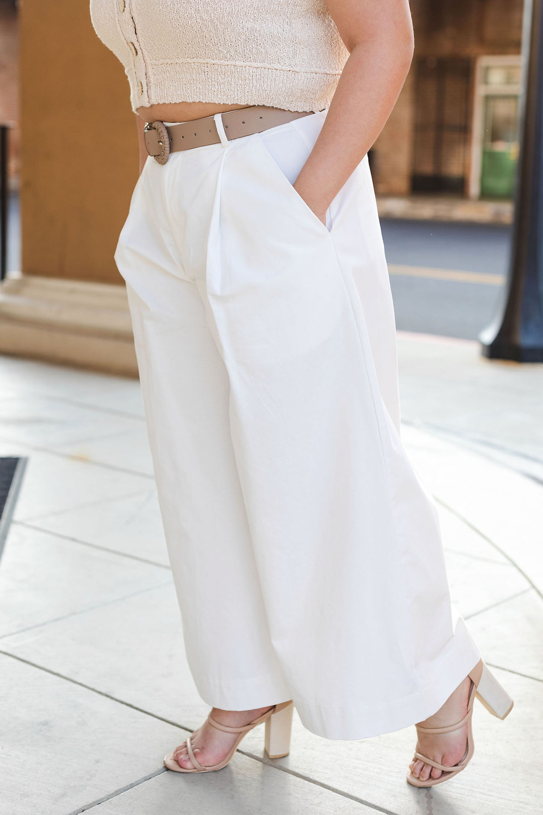 The European Holiday White Cotton Wide Leg Pants