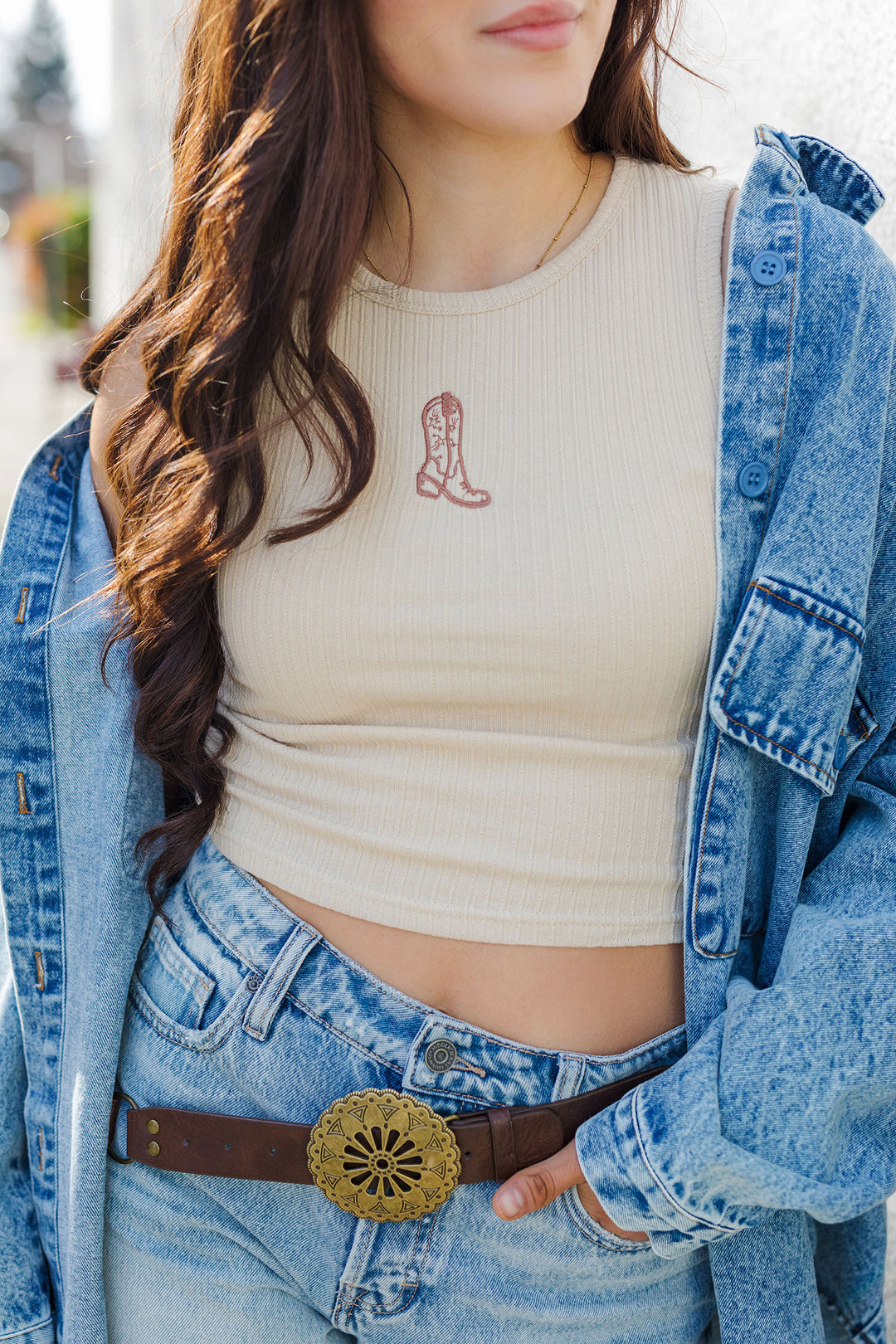 The Rodeo Embroidered Boot Tank