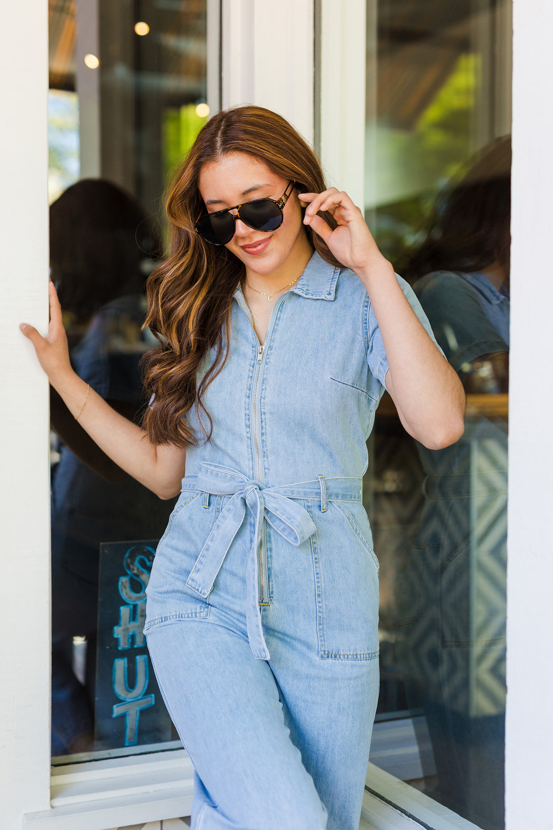 The Maggie Light Wash Denim Jumpsuit