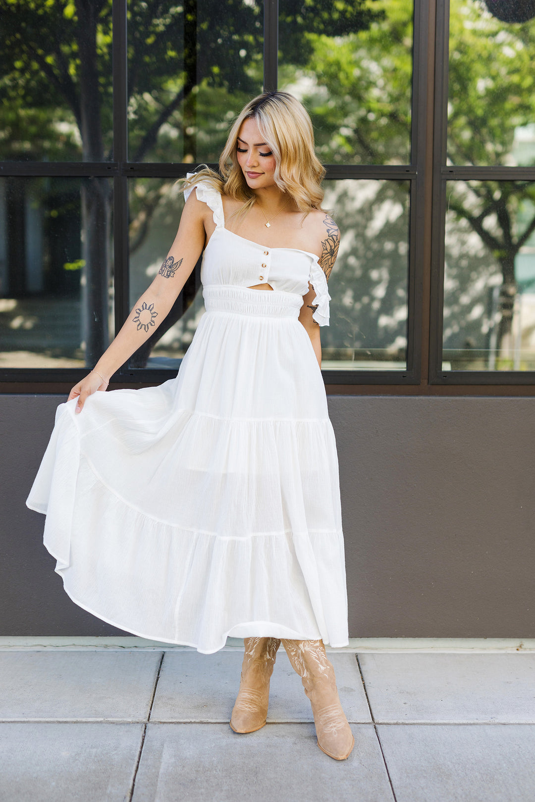 The Out West White Teared Maxi Dress