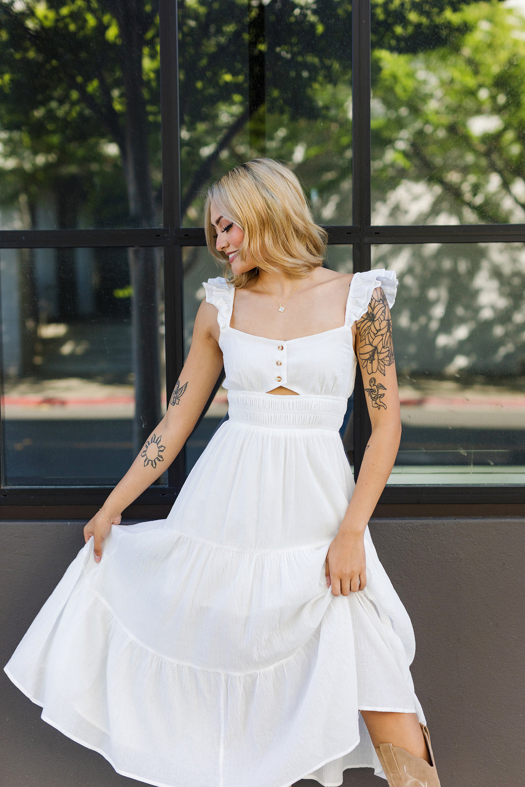 The Out West White Teared Maxi Dress