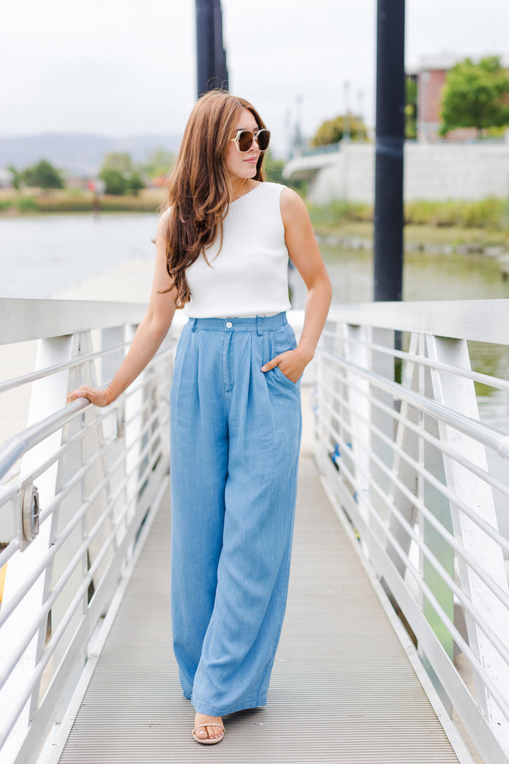 The Carolina Tencel Denim Wide Leg Pants