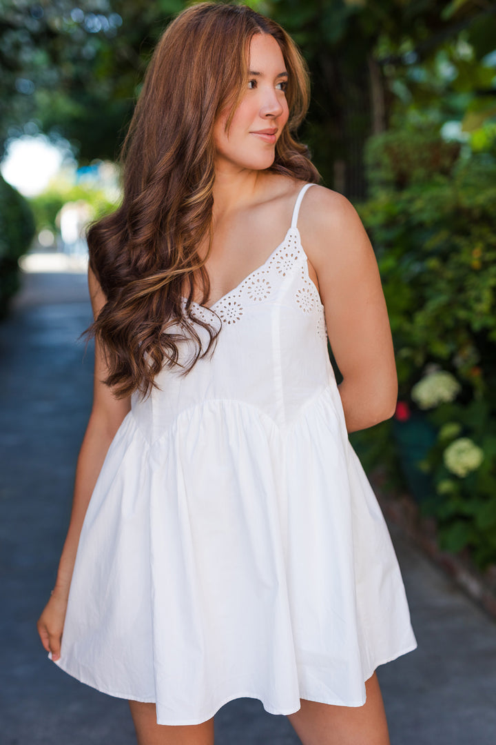 The Sweet As Summer White Eyelet Detailed Dress