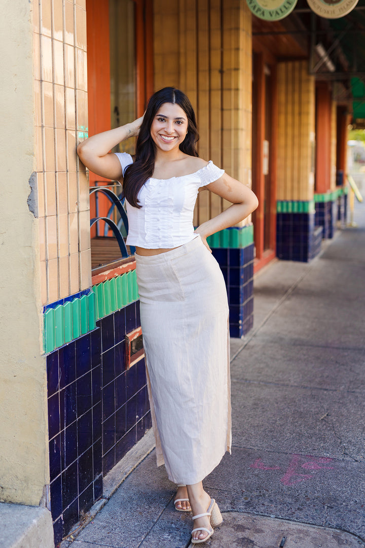 The Abbey Linen Midi Skirt