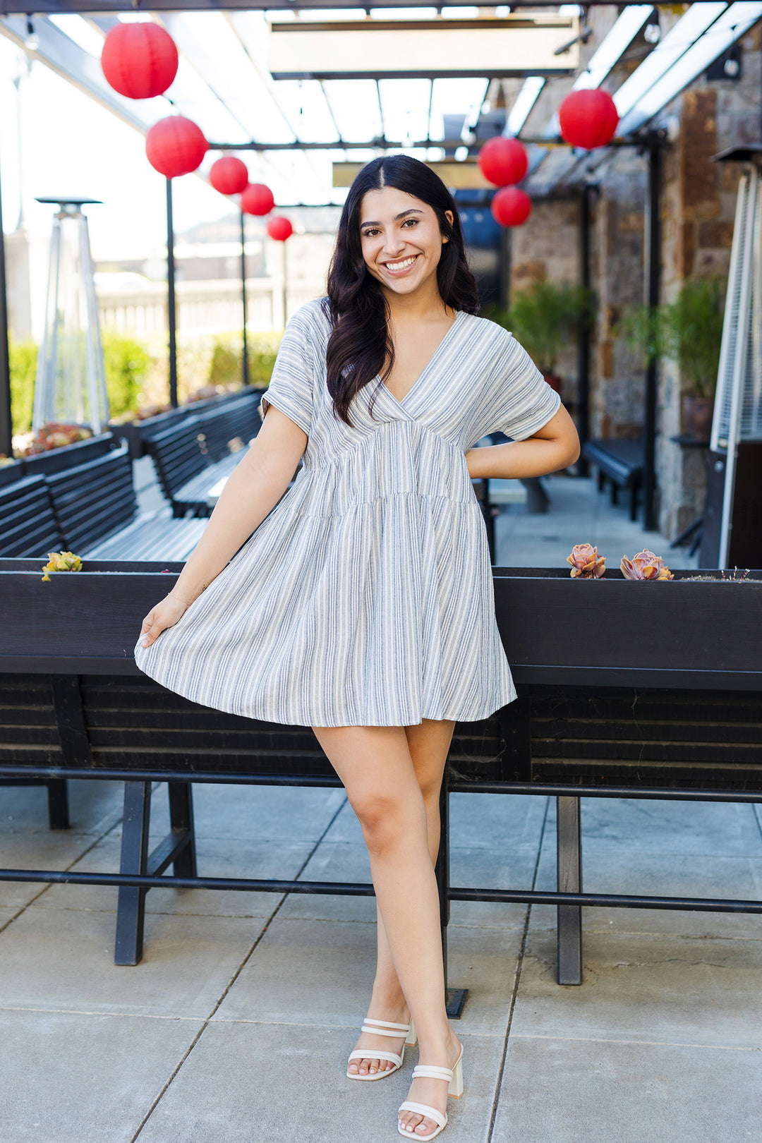 The Sedona Striped Blue Mini Dress