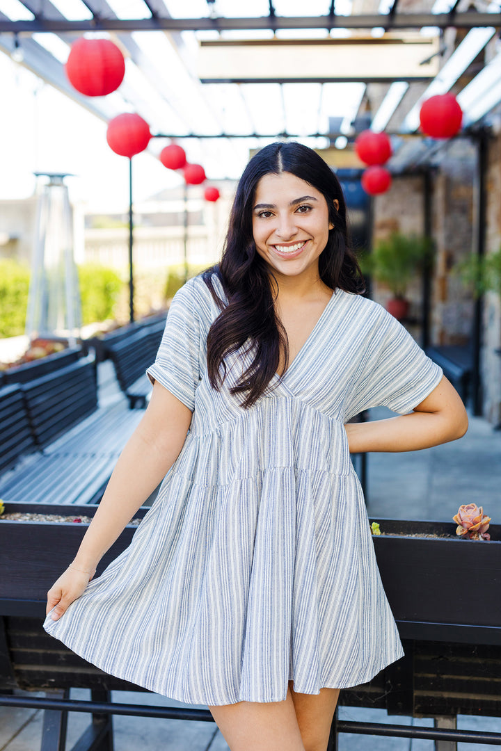 The Sedona Striped Blue Mini Dress