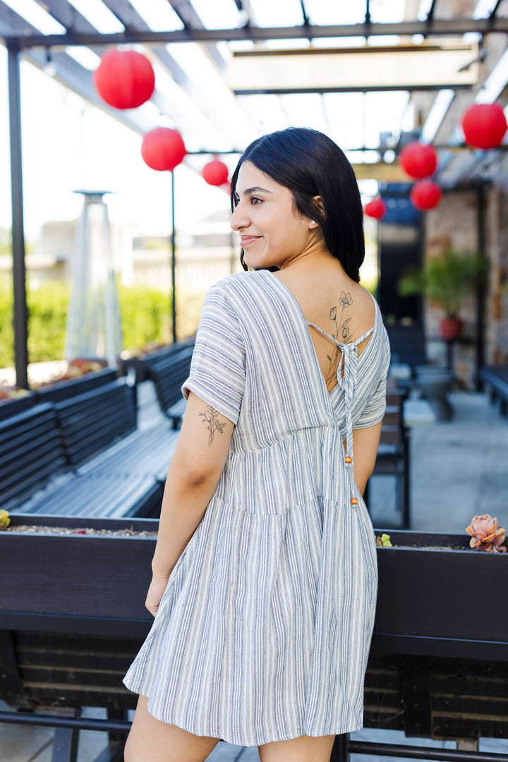 The Sedona Striped Blue Mini Dress