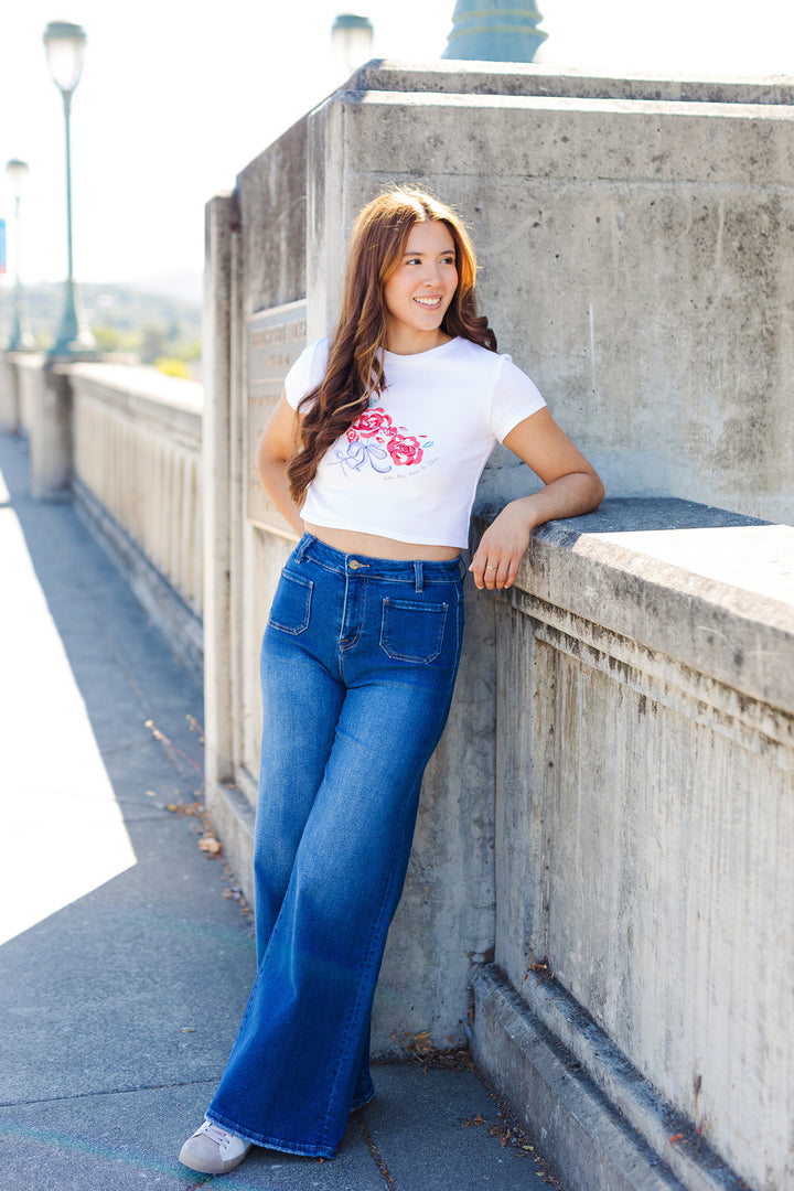 The Roses & Bows Cropped Graphic Tee