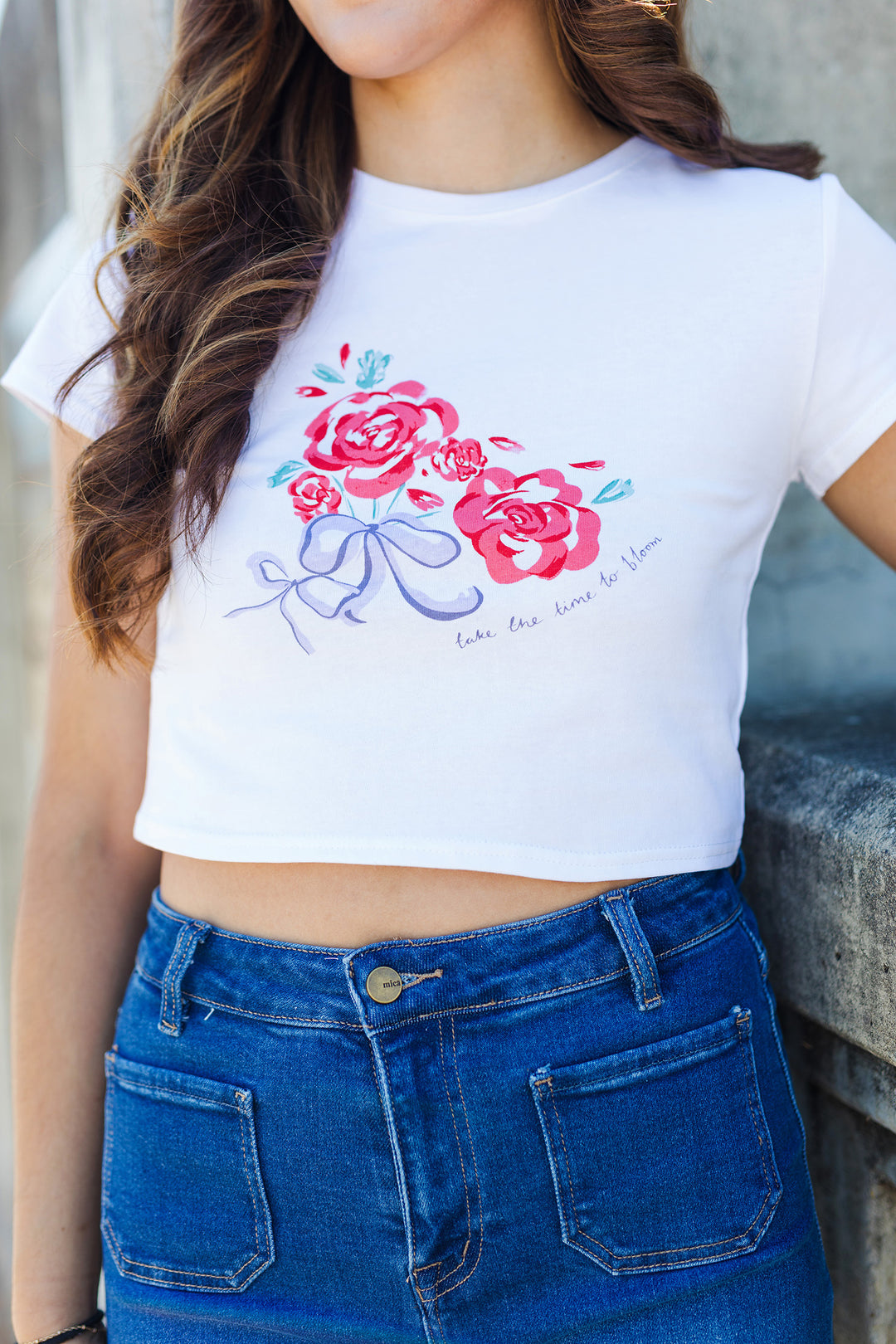 The Roses & Bows Cropped Graphic Tee