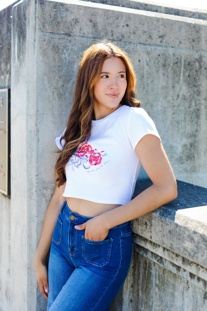 The Roses & Bows Cropped Graphic Tee