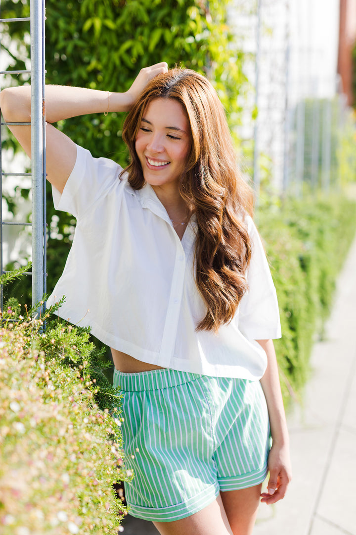 The Mojito Monday Green & White Stripe Shorts