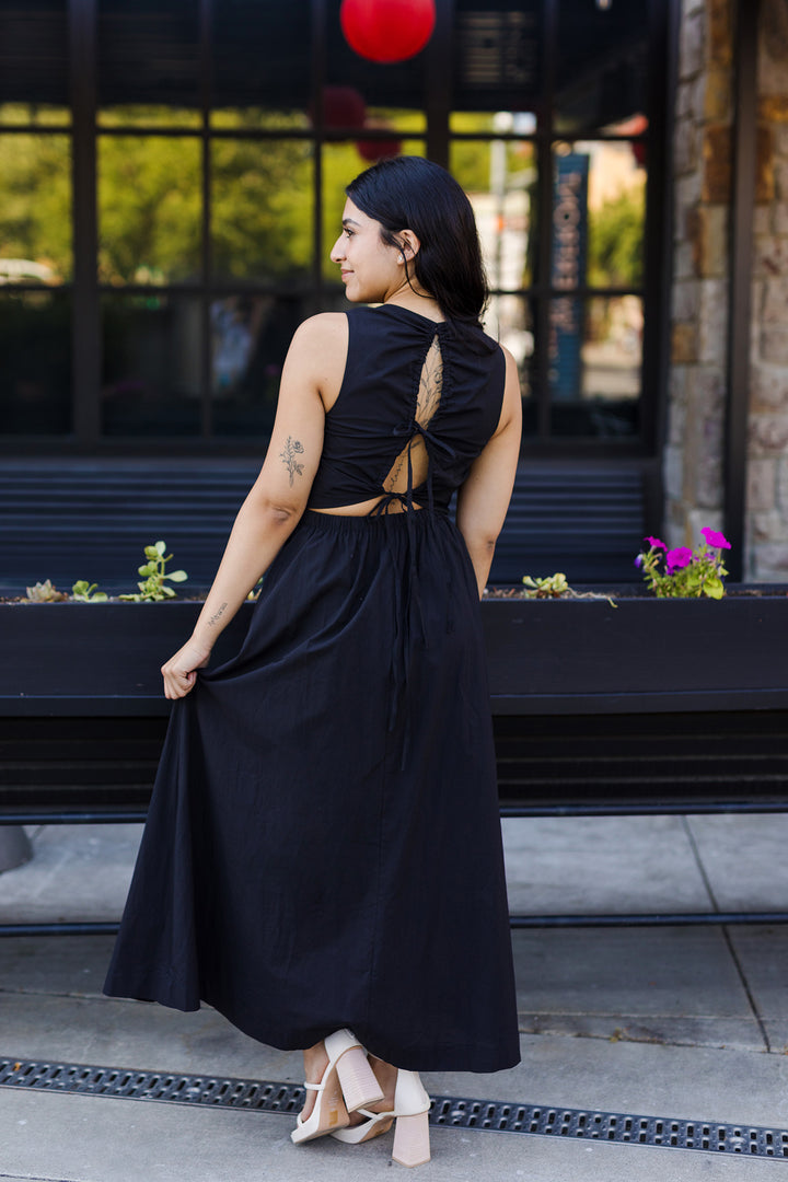 The Black Swan Open Back Maxi Dress