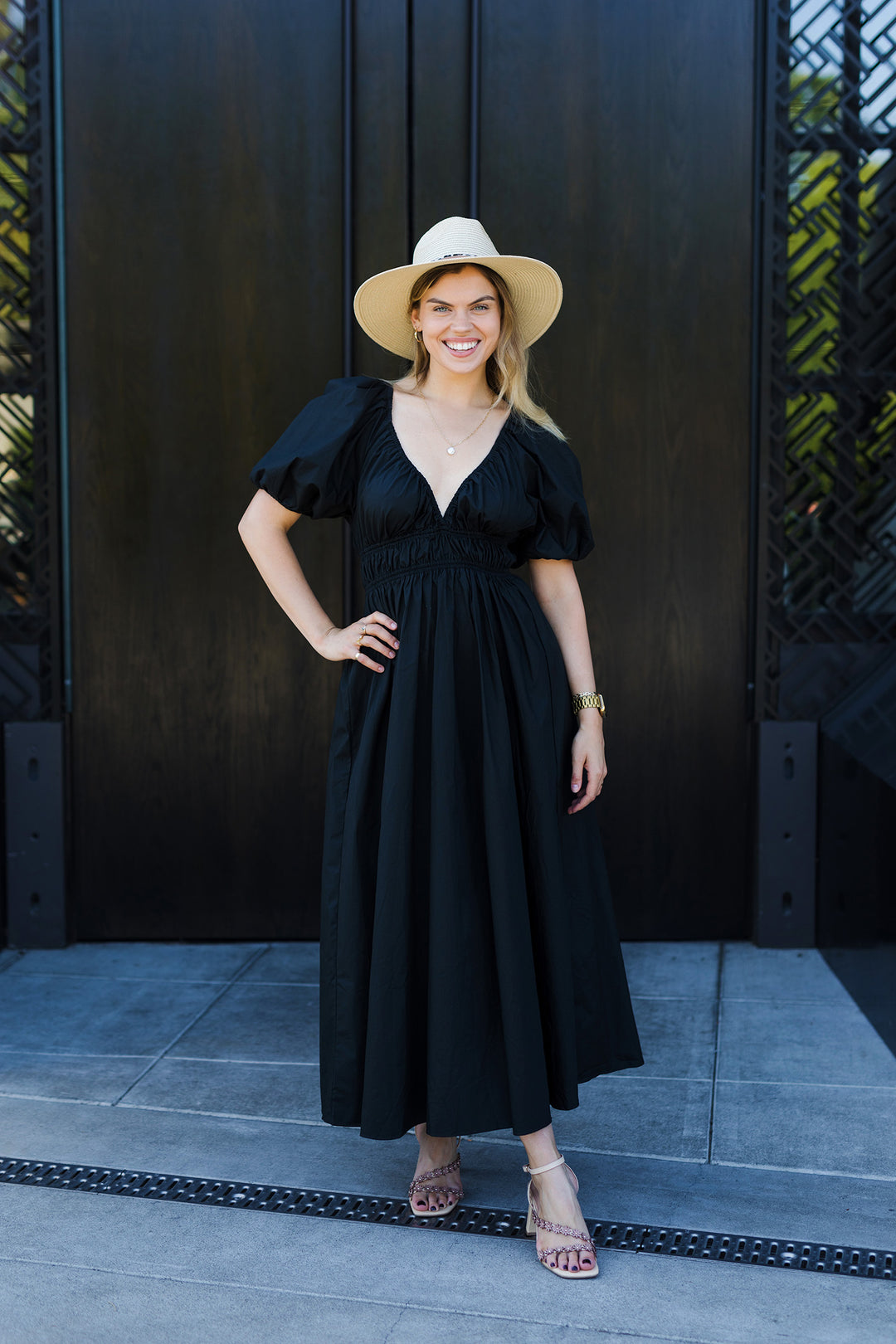 The Night Sky Black Puff Sleeve Maxi Dress