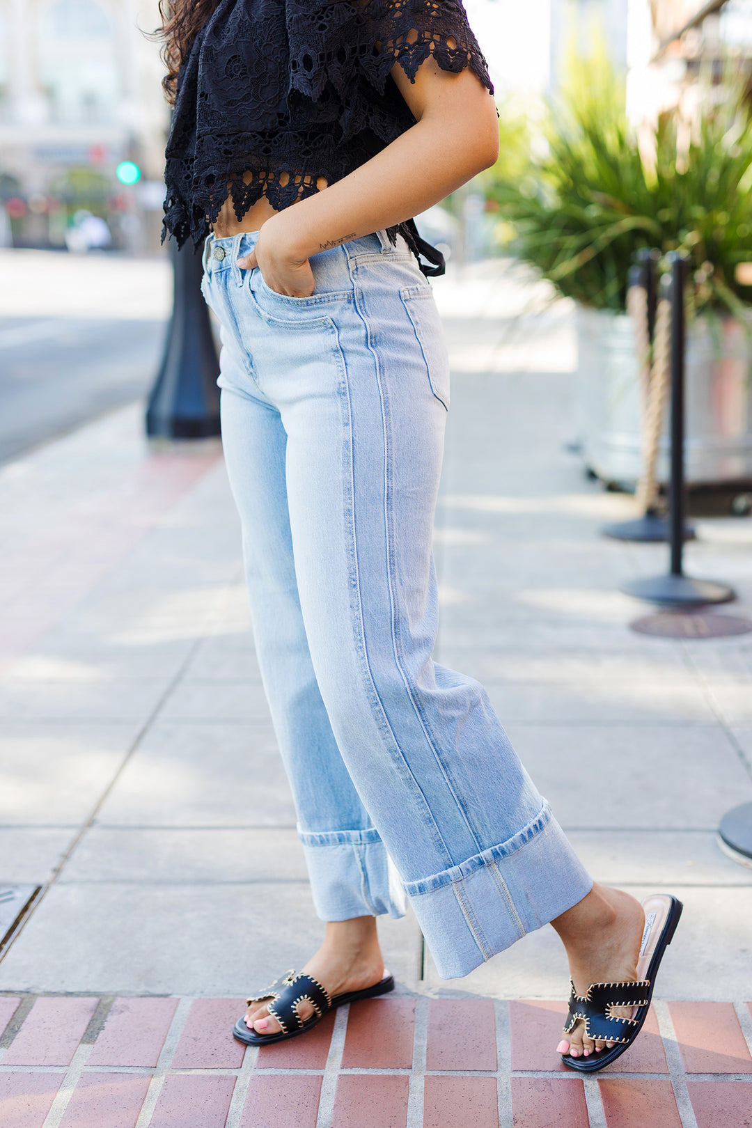 The Shelby Cuffed Wide Leg Jeans