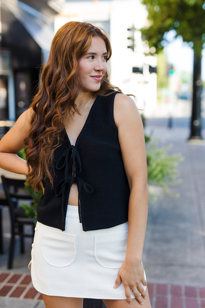 The La Boheme Tie-Front Knit Vest