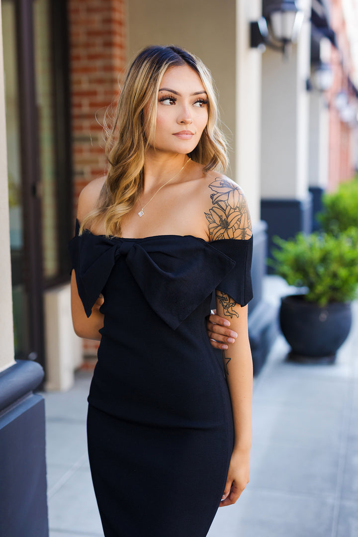 The Hollywood Address Black Knit Midi Dress