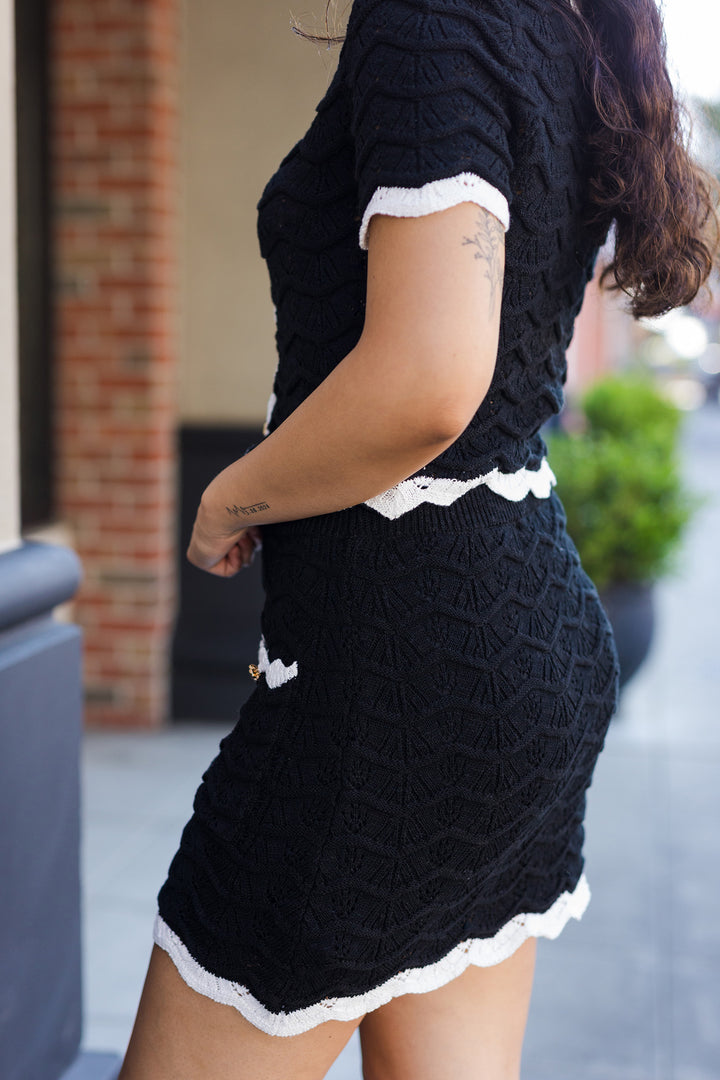 The Wednesday Morning Black Knit Mini Skirt