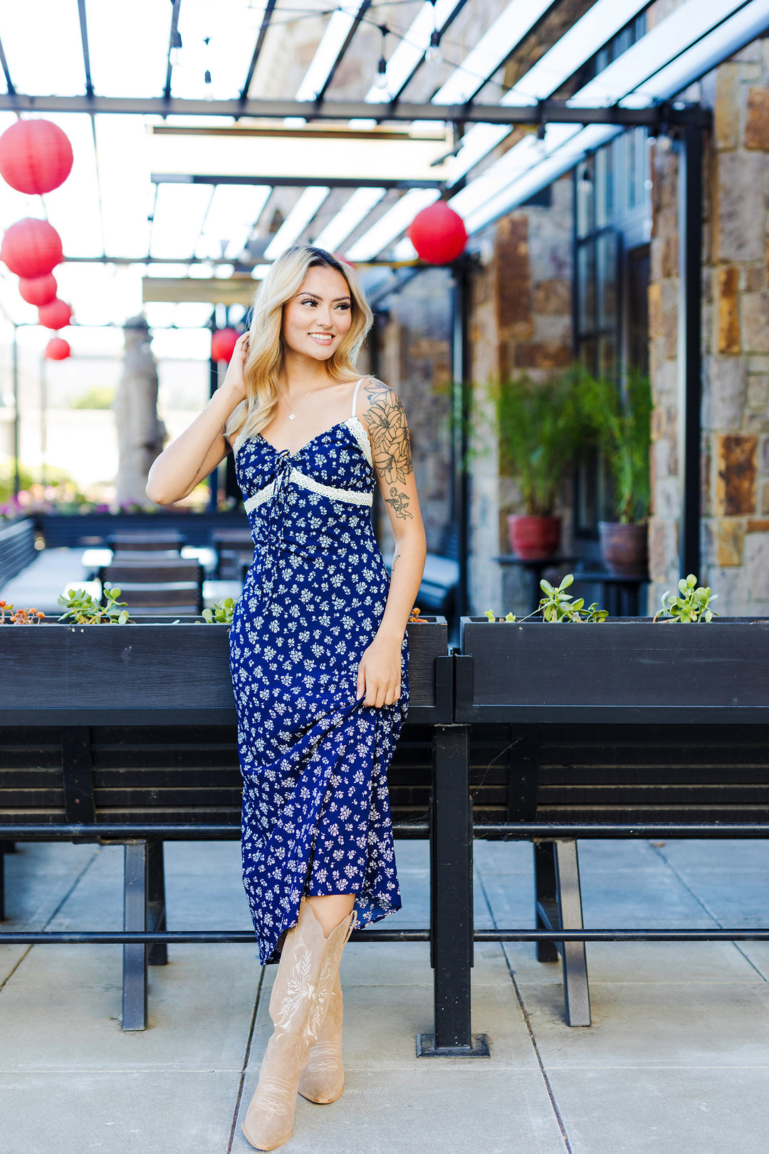 The Wishing For It Navy Floral Maxi Dress