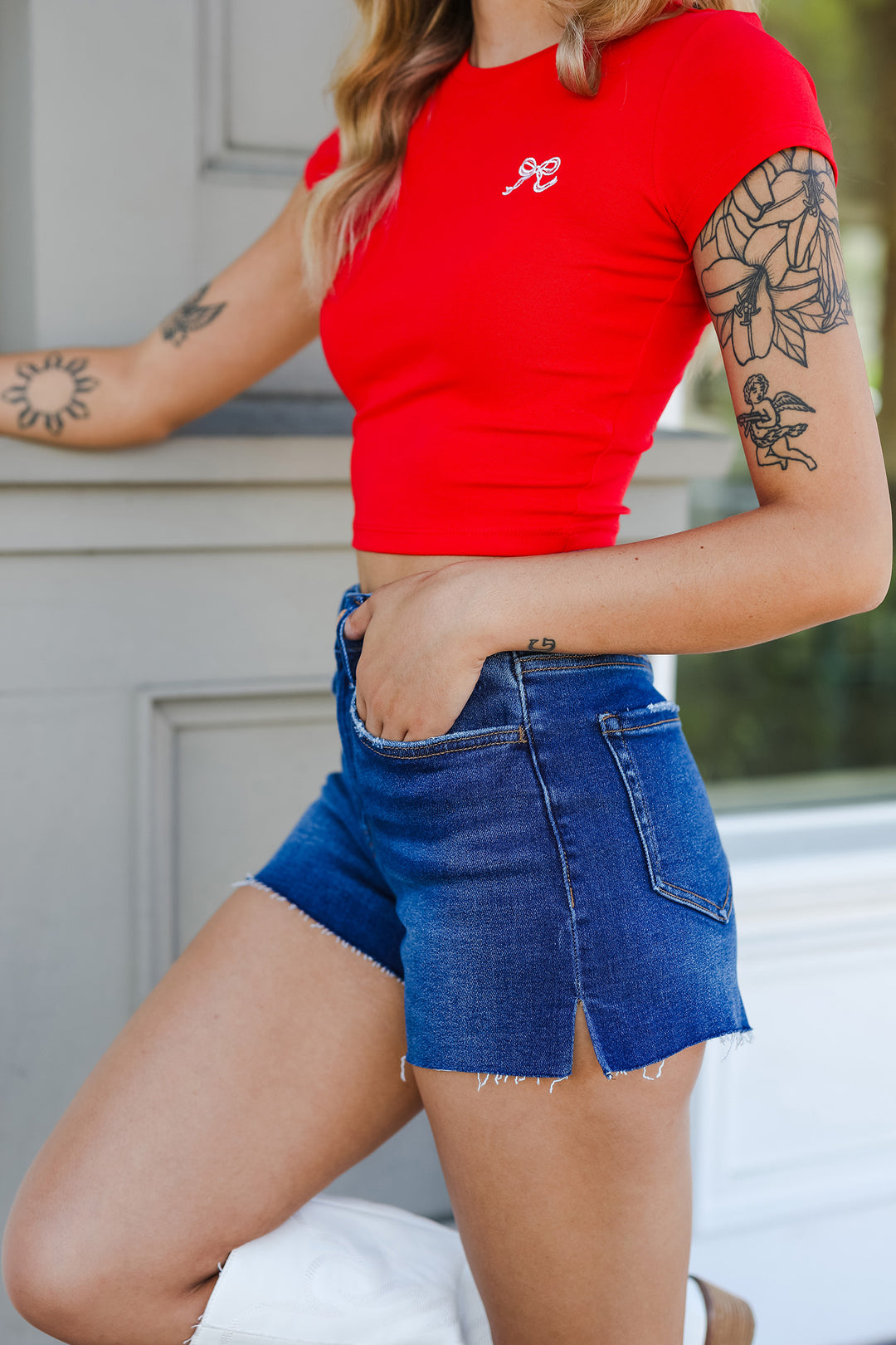 The Chandler High Rise Denim Shorts