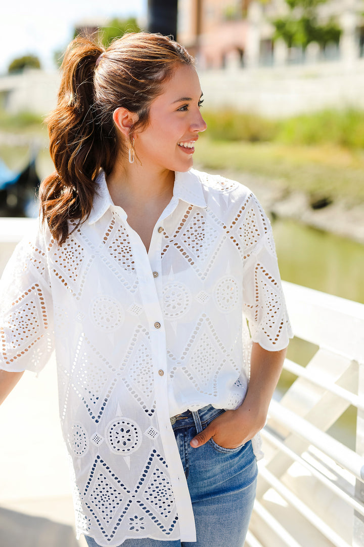 The Seeing It Through Button Front Embroidered Shirt