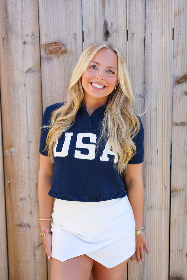 The Love For The USA Cropped Sweater