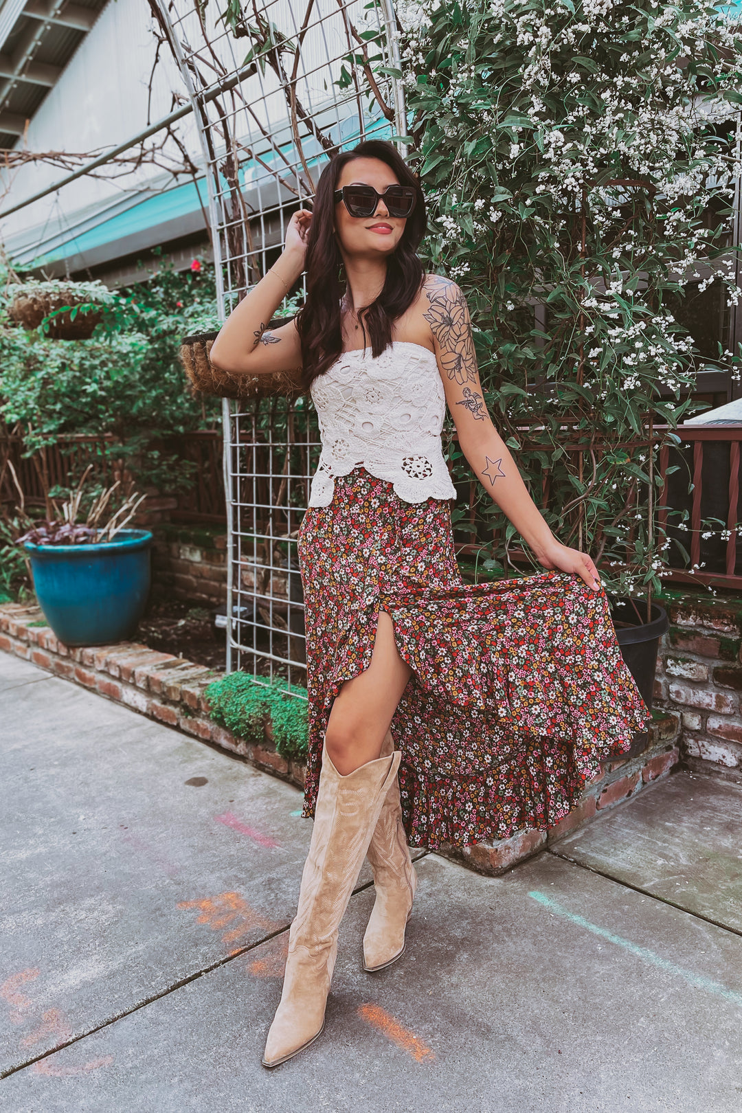 The Jolene Floral Crochet Tube Top