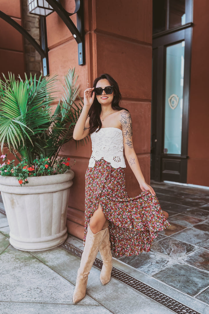 The Jolene Floral Crochet Tube Top