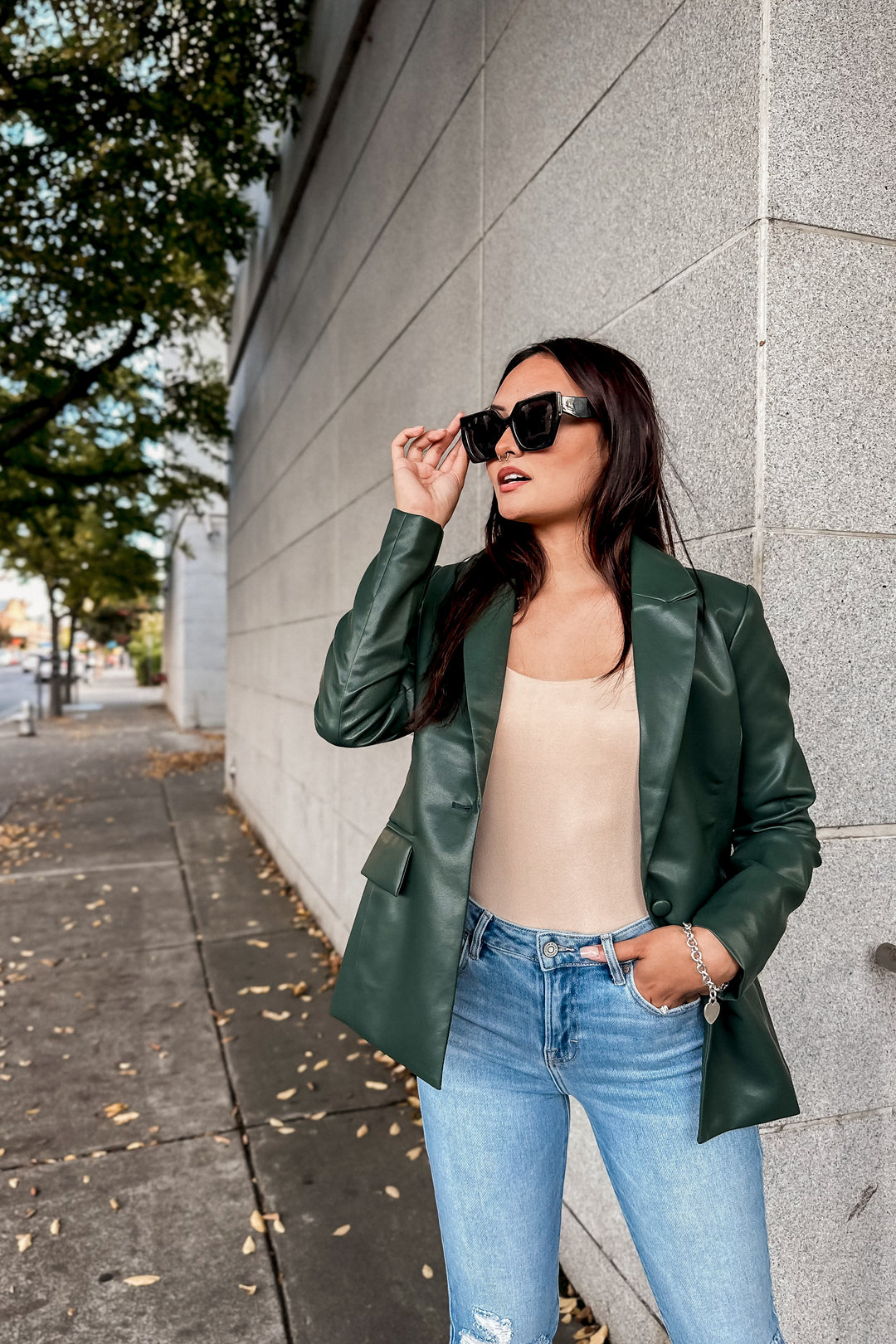 The Central Park  Vegan Leather Blazer