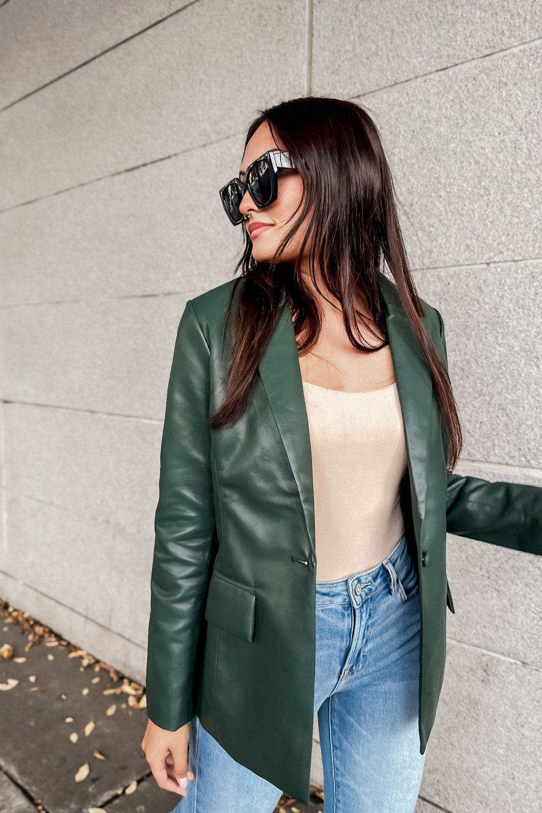 The Central Park  Vegan Leather Blazer