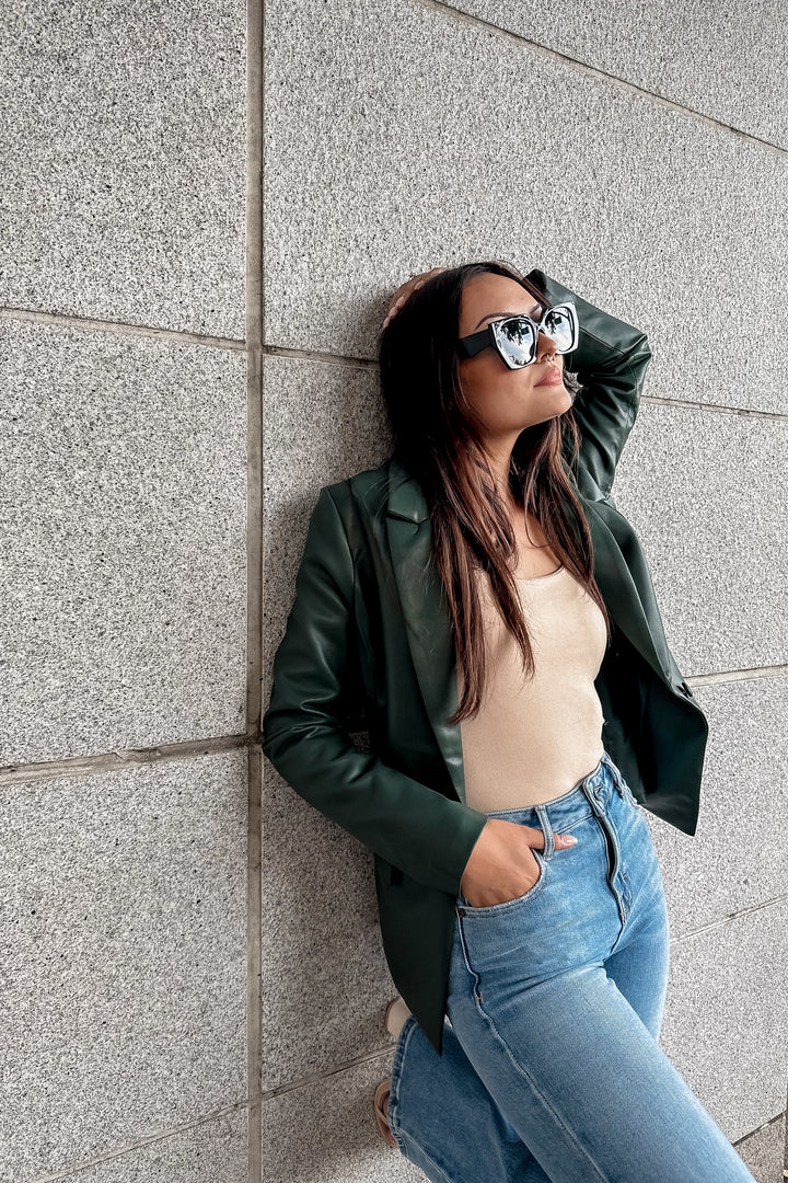 The Central Park  Vegan Leather Blazer