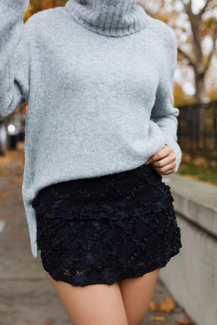 The Touch Of Texture Black Lace Mini Skirt