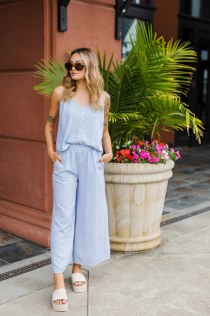 The Next Level Denim Blue Wide Leg Pants