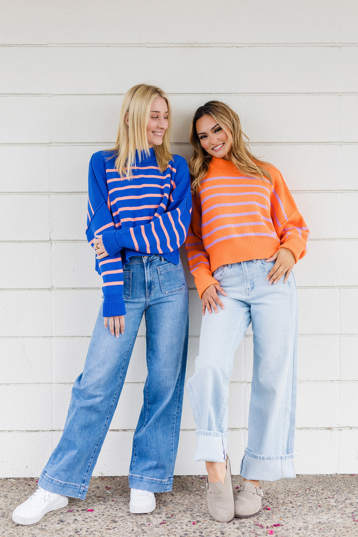 The Reaching New Heights Striped Cropped Sweater