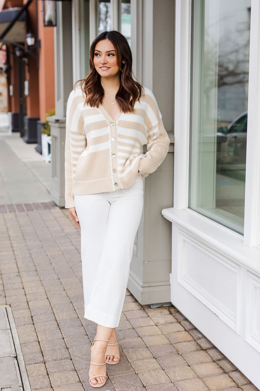 The Around The Way Striped Color Block Cardigan Sweater