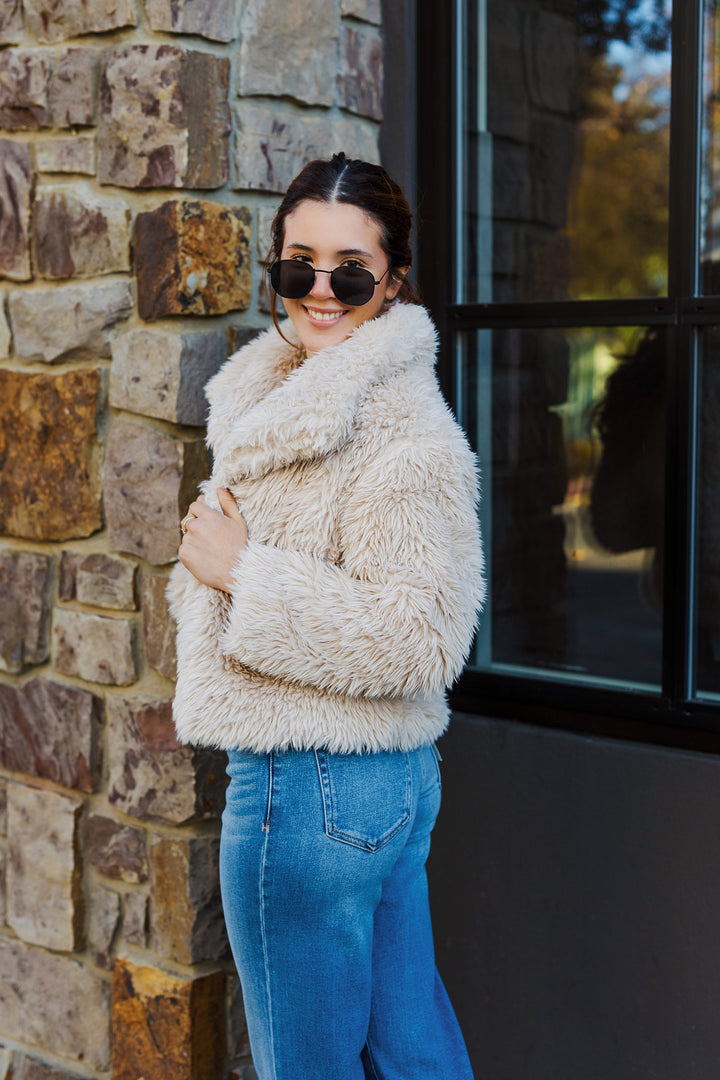 The Knock Out Tan Faux Fur Jacket