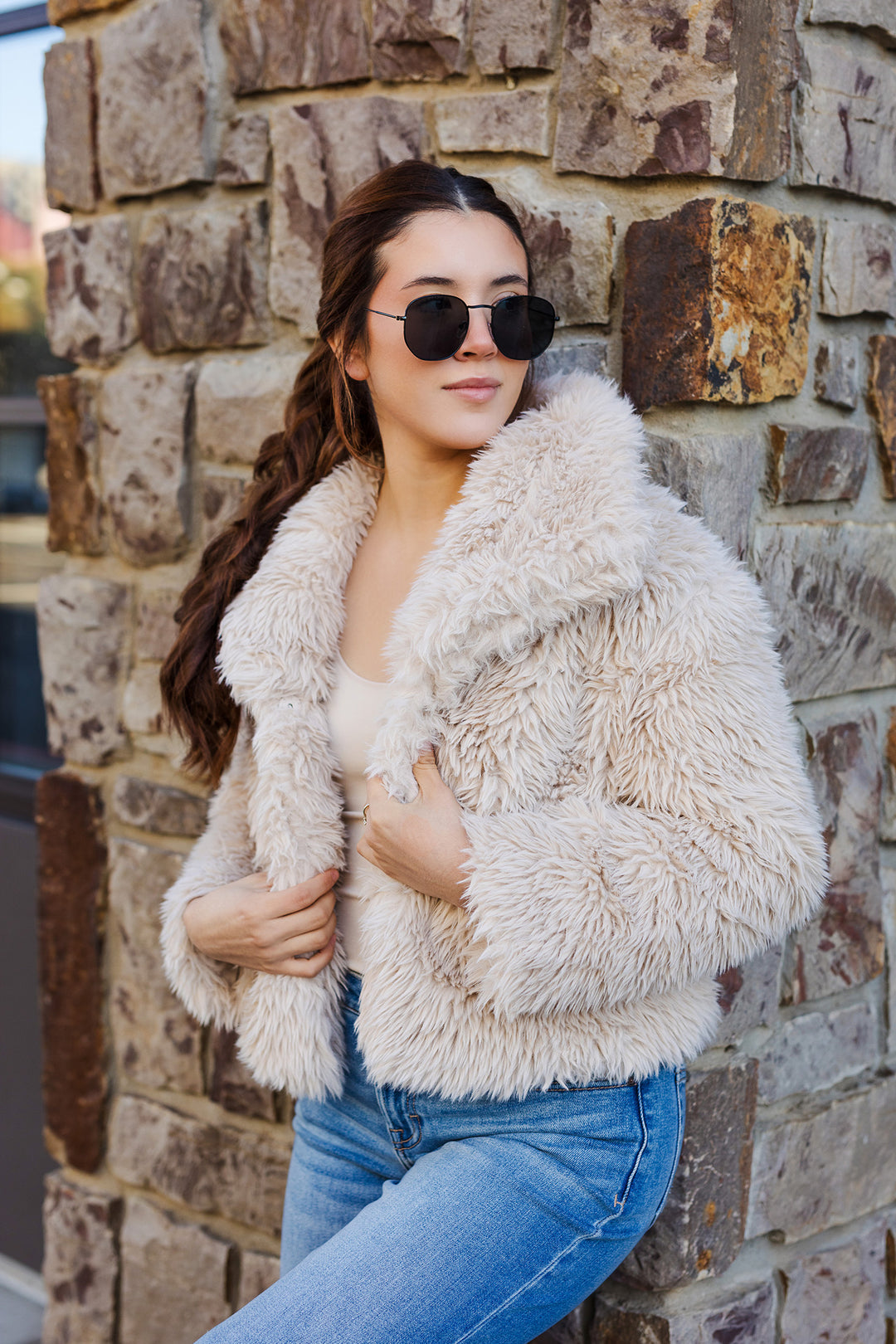 The Knock Out Tan Faux Fur Jacket