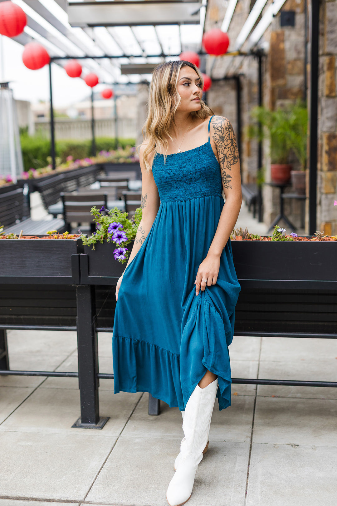 The Teal Deal Smocket Maxi Dress